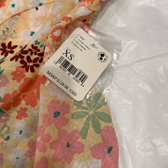 Free People Callie Floral Print Scoop Neck Short Sleeve Tunic Top .Size XS - Picture 14 of 16